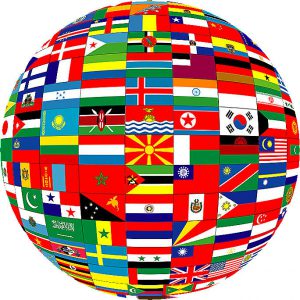 Globe of world flags